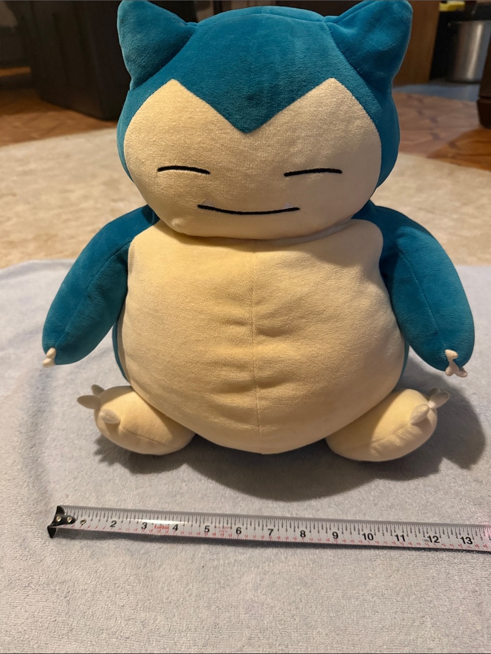 Plush Snorlax-Style Small Pet Toy in Teal and Cream